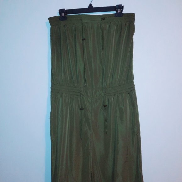 Olive Green Strapless Jumpsuit - Picture 4 of 12